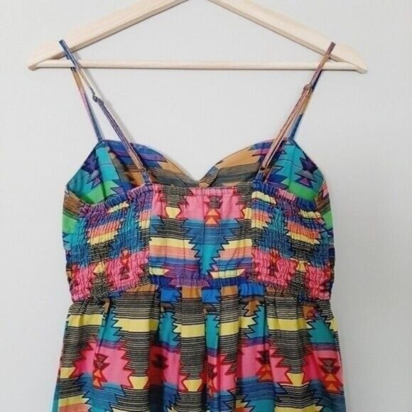 BILLABONG | Neon Southwestern Aztec Tribal Geo Print Tank Top Dress Sz M - Picture 7 of 11
